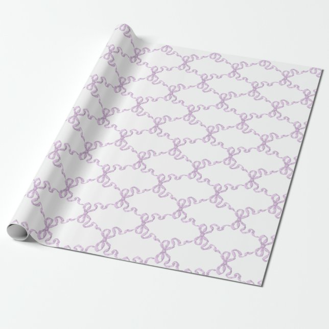 lilac Ribbon Trellis Wrapping Paper (Unrolled)