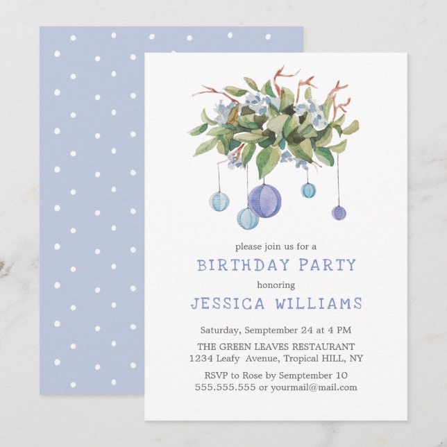 Lilac Rice Paper Balloon birthday Invitation (Front/Back)