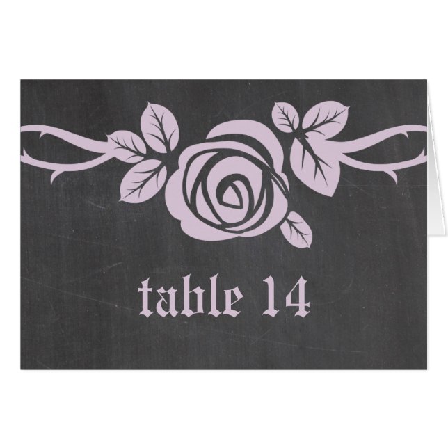 Lilac Rose Chalkboard Table Number Card (Front Horizontal)