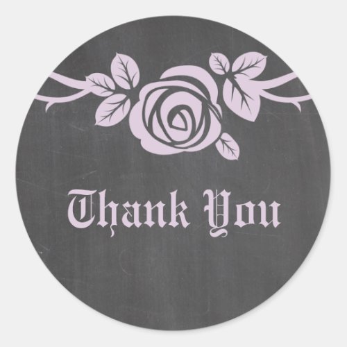 Lilac Rose Chalkboard Thank You Stickers