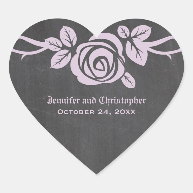 Lilac Rose Chalkboard Wedding Stickers (Front)