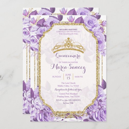 Lilac Rose Mexican Charra 15 Anos Invitation 2