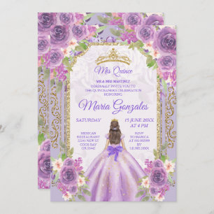 Lilac Rose Mexican Girl 15th Birthday 1 Invitation