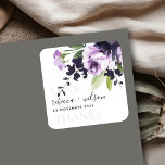 LILAC ROSE PEONY FLORAL LOVE AND THANKS WEDDING SQUARE STICKER<br><div class="desc">If you need any further customisation please feel free to message me on yellowfebstudio@gmail.com.</div>