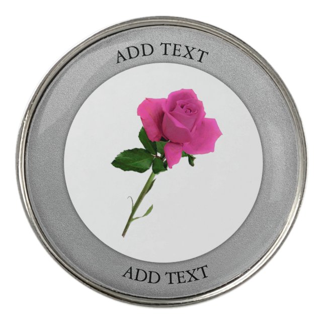 Lilac Rose Silver Boarder Golf Ball Marker (Front)