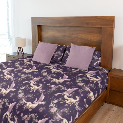 Lilac Roses and White Dragons Duvet