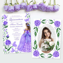 Lilac Roses Butterflies Princess Photo Quinceanera