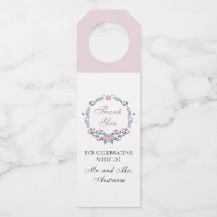 Lilac roses. Garden floral wedding  thank you Bottle Hanger Tag
