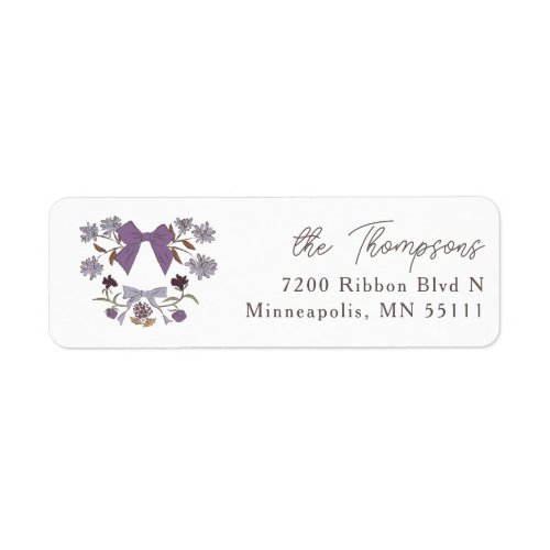 Lilac Rustic Bows and Blossoms Label