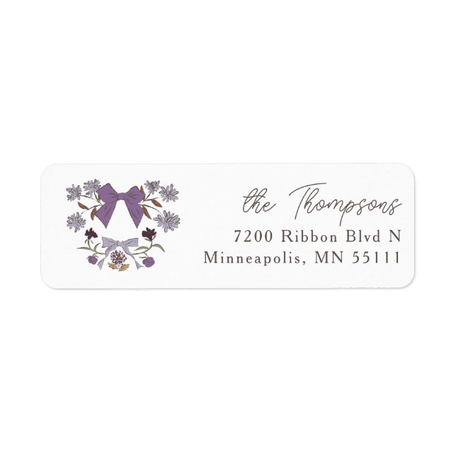 Lilac Rustic Bows and Blossoms Label (Front)