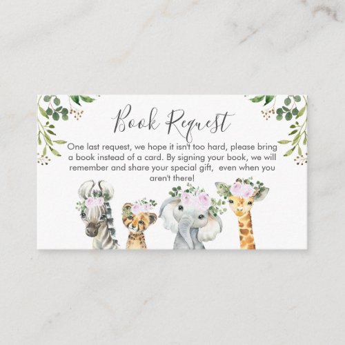 Lilac Safari Animals  Book request Card Insert