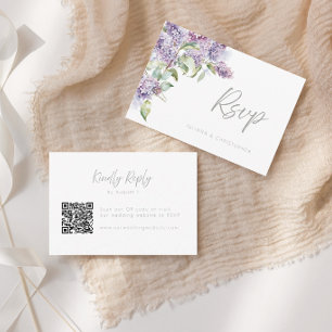 Lilac & Sage Floral QR Code Wedding RSVP Card