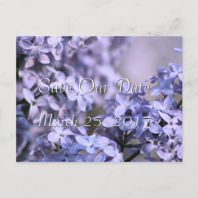 Lilac Save-the-Date Invitation- or any occasion Announcement Postcard (Front)