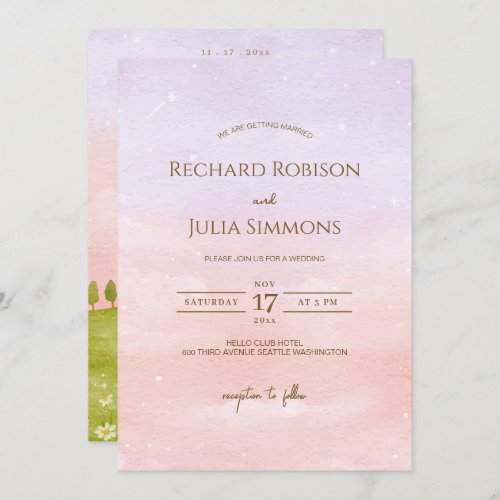  LILAC Save The Date Invitation  Watercolor Pink
