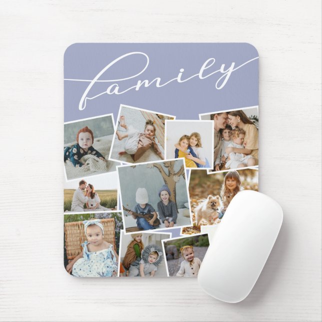 Lilac Scattered Photos Photo Collage Family Mouse Pad (With Mouse)