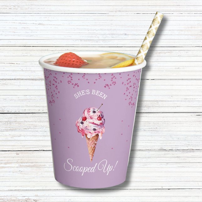 Lilac Scooped Up Glitter Ice Cream Bridal Shower Paper Cups (Creator Uploaded)