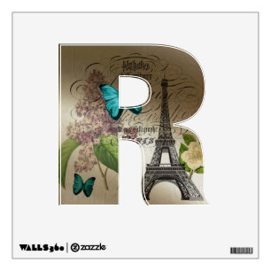 lilac scripts modern vintage paris eiffel tower wall decal