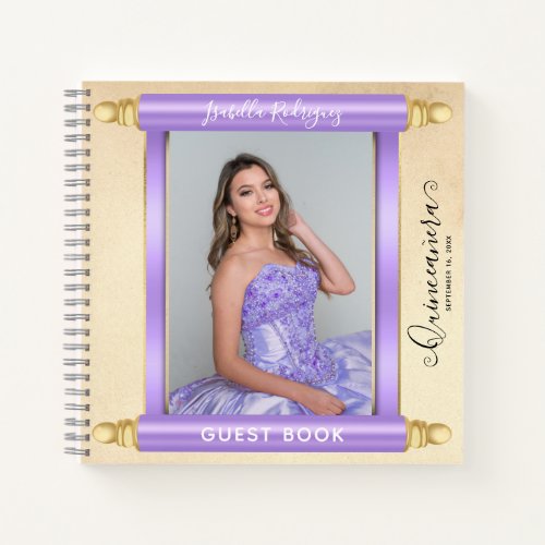 Lilac Scroll Photo Budget Quinceaera Guest Book