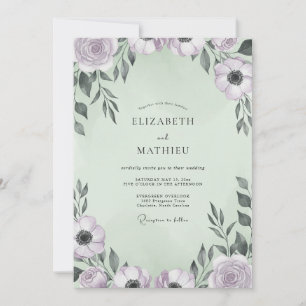 Lilac Seafoam Anemone Wedding Invitation