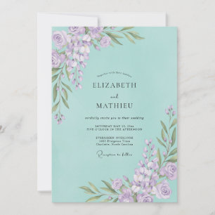 Lilac Seafoam Wisteria Wedding Invitation