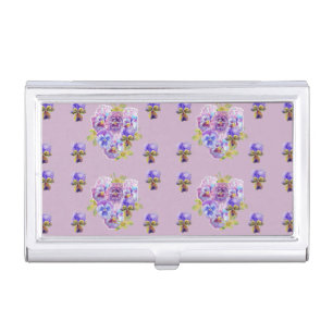 Lilac Shabby Violas and Pansies Business Card Case