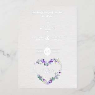 Lilac Shades Heart Luxury Romantic Botanical Foil Invitation