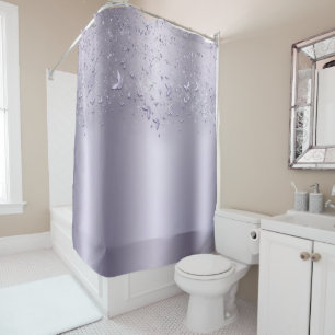Lilac Shimmer Sparkle Flutter Butterfly Shower Curtain