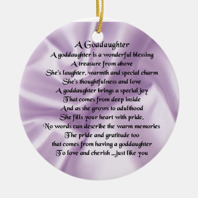 Lilac Silk Goddaughter Ceramic Ornament (Front)