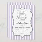 Lilac Silver Baby Shower Invitation Lavender Gray (Front/Back)