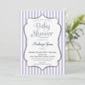 Lilac Silver Baby Shower Invitation Lavender Gray (Standing Front)