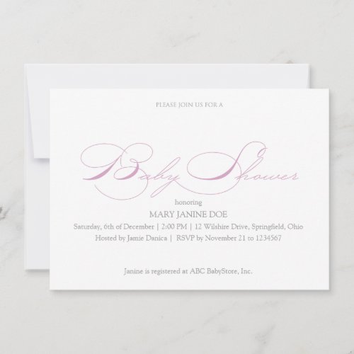 Lilac Simple Baby Shower Invitation