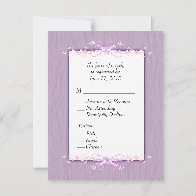 Lilac Simplicity RSVP with Entree Card (Front)