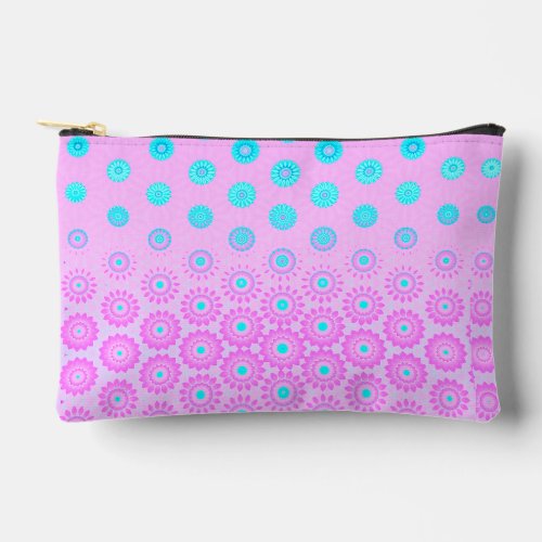 Lilac Sky Blue and Pink Flowers  Accessory Pouch