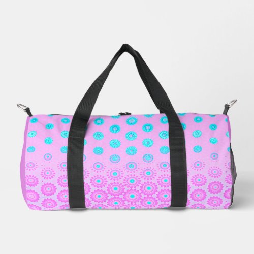 Lilac Sky Blue and Pink Flowers  Duffle Bag