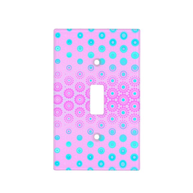 Lilac, Sky Blue and Pink Flowers Light Switch Cover (Front)