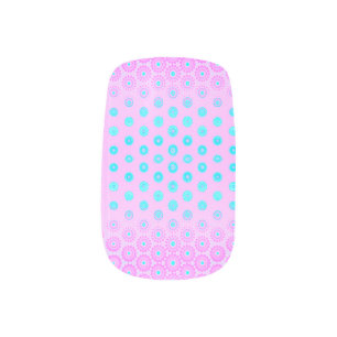 Lilac, Sky Blue and Pink Flowers  Minx Nail Art
