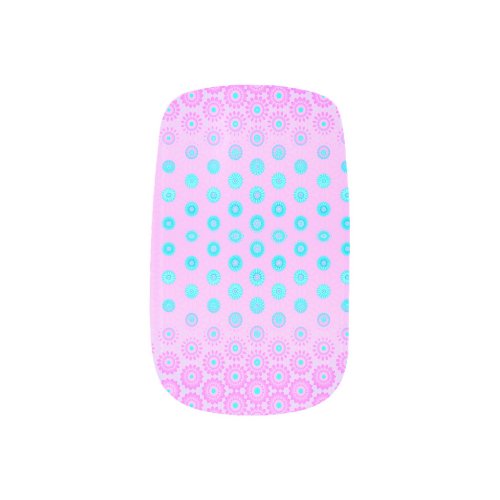 Lilac Sky Blue and Pink Flowers  Minx Nail Art