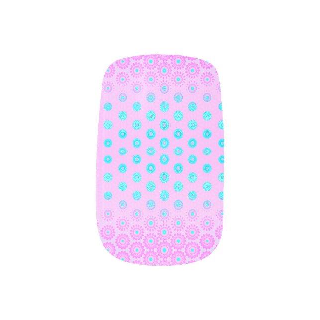 Lilac, Sky Blue and Pink Flowers  Minx Nail Art (Left Thumb)