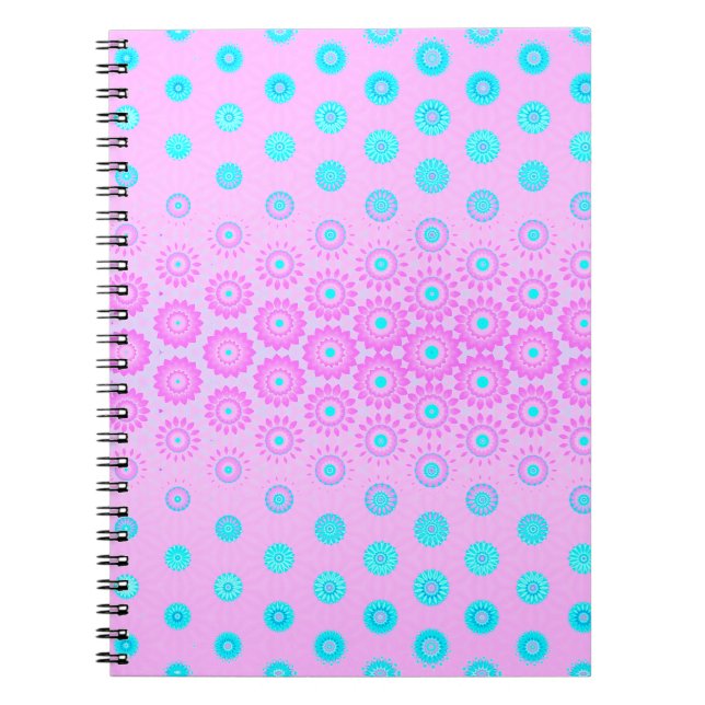 Lilac, Sky Blue and Pink Flowers Notebook (Front)