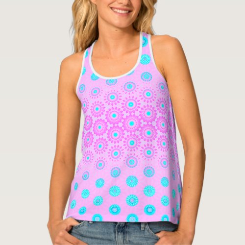 Lilac Sky Blue and Pink Flowers  Tank Top
