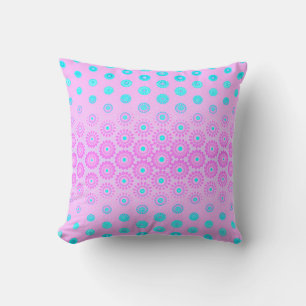 Lilac, Sky Blue and Pink Flowers Throw Pillow
