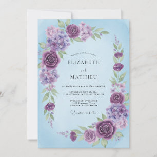Lilac Sky Painted Wedding Invitation
