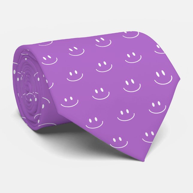 Lilac Smile Pattern Neck Tie (Rolled)