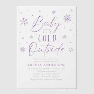 Lilac Snowflake Baby It's Cold Outside Baby Shower Vellum Invitations