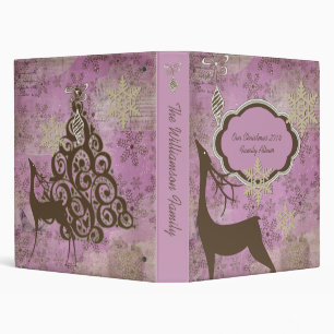 Lilac Snowflakes and Deer Christmas Holiday Binder
