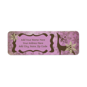 Lilac Snowflakes and Deer Return Address Labels
