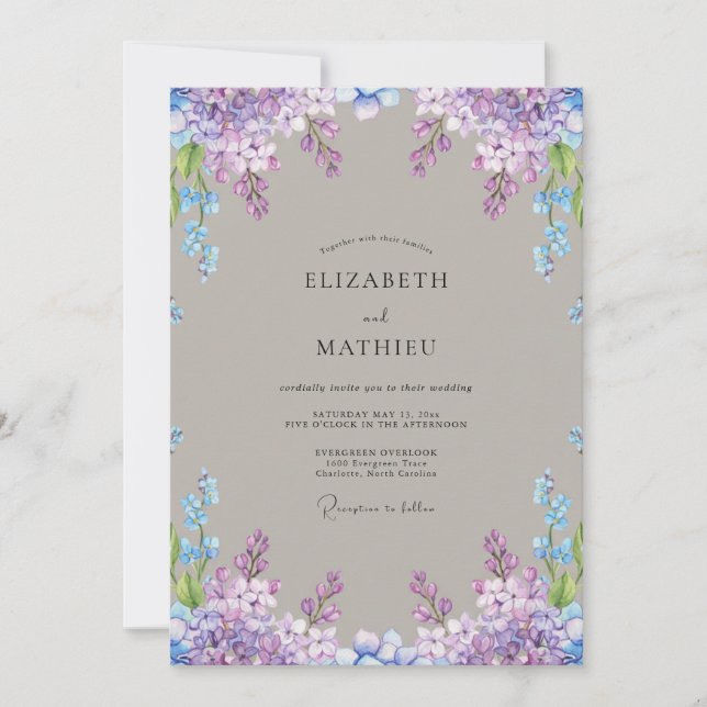 Lilac Sophisticated Spring Wedding Invitation (Front)