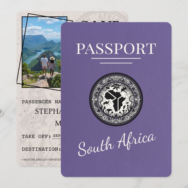 Lilac South Africa Passport Save The Date (Front/Back)