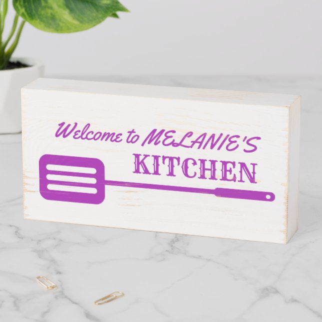 Lilac Spatula Kitchen Wooden Box Sign (In Situ Horizontal)