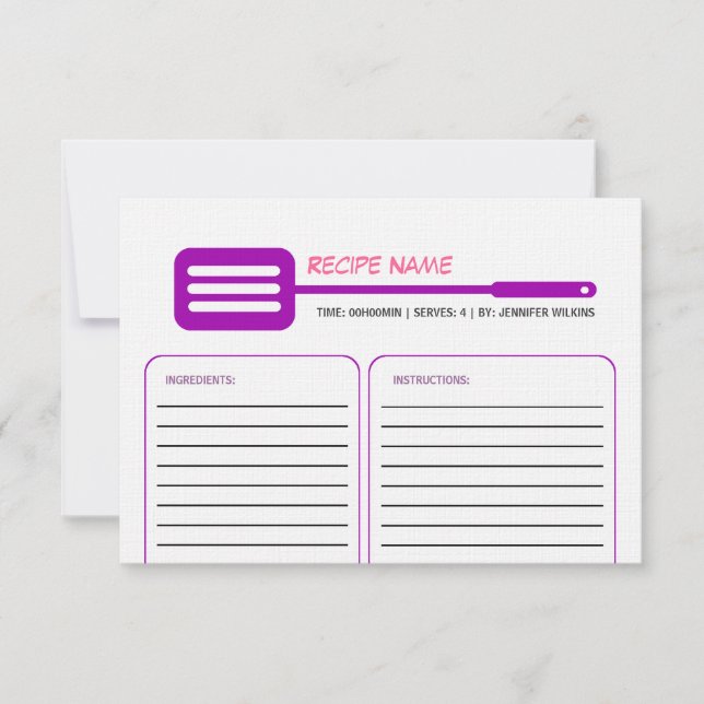 Lilac Spatula Recipe Card (Front)